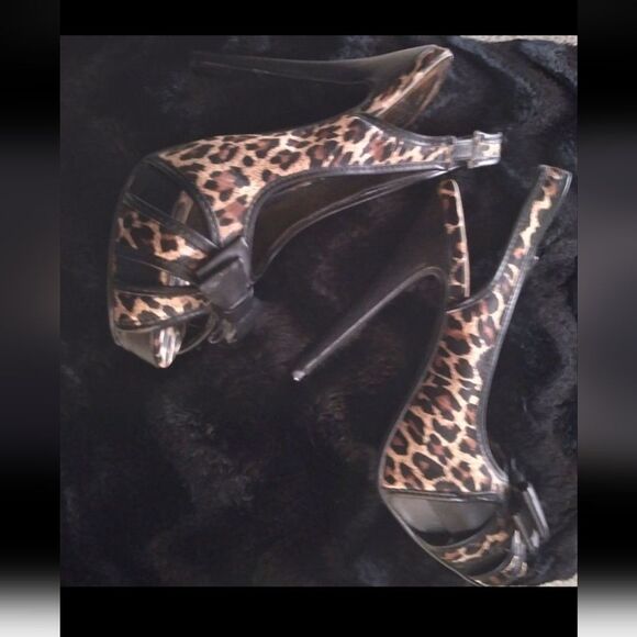 RARE Animal Print Leopard Stilettos Size 6.5M 1" Platform/5.5" Heel - Picture 4 of 11